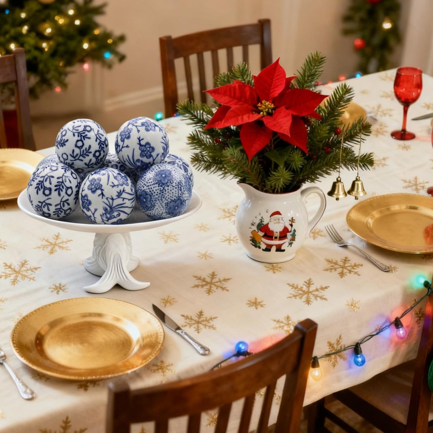 CX Mpapali 6 Pcs Decorative Blue Balls Chinoiserie Blue and White Ceramic Balls for Centerpiece Bowls Farmhouse Basket Tray Vases Decoration Gifts for Dining Table Holiday(A)