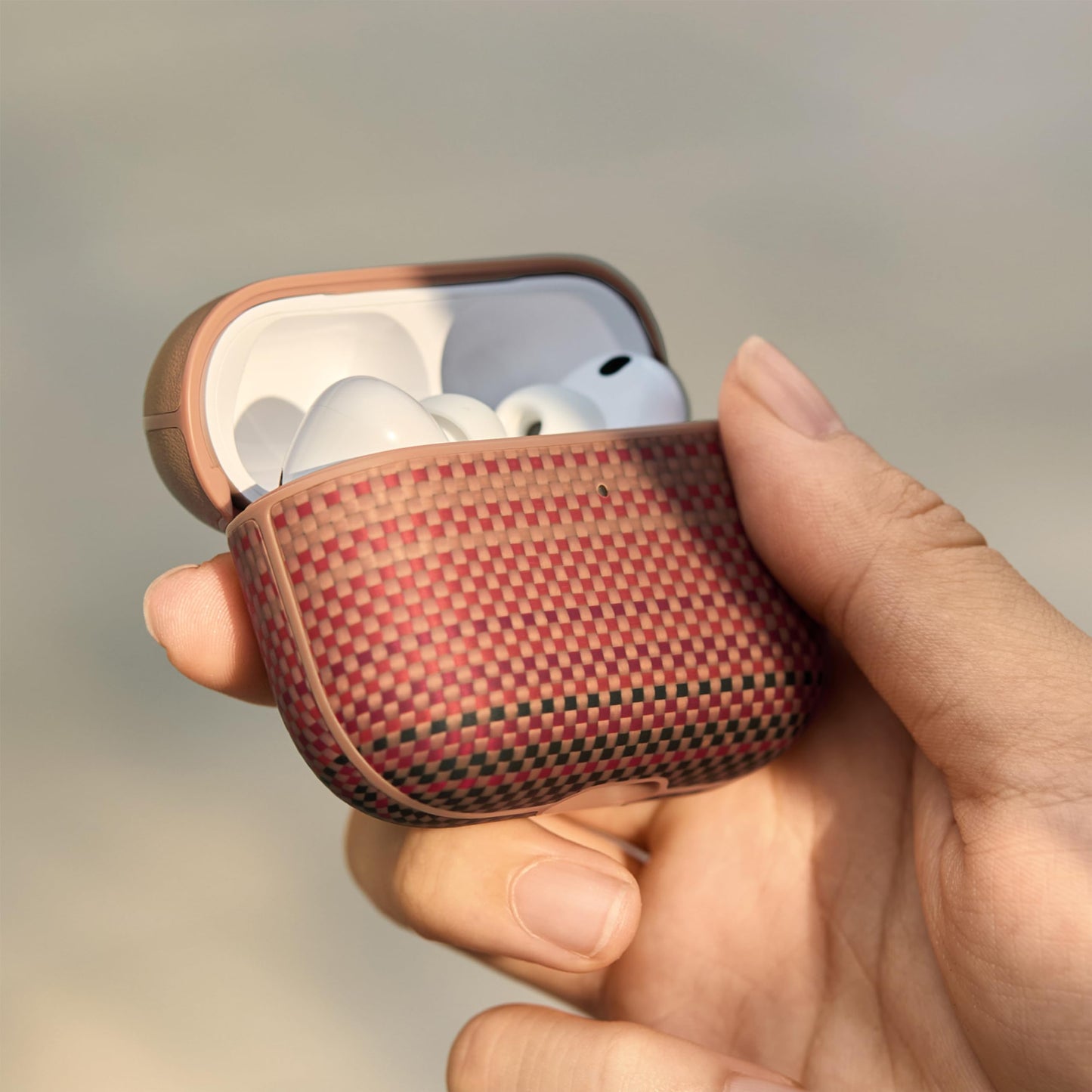 PITAKA Case for AirPods Pro 3, Slim Protective AirPods Pro 3 Case, Compatible with MagSafe, Leather & Aramid Fiber Woven, Sunset