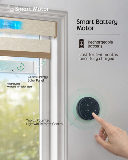 Yoolax Motorized Zebra Blinds Works with Alexa, Motorized Blinds with Remote Custom Size, Privacy Electric Zebra Shades for Windows (80% Shading Luxury Coffee)