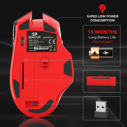 Redragon M690 PRO Wireless Gaming Mouse, 8000 DPI Wired/Wireless Gamer Mouse w/Rapid Fire Key, 8 Macro Buttons, Ergonomic Design for PC/Mac/Laptop, White