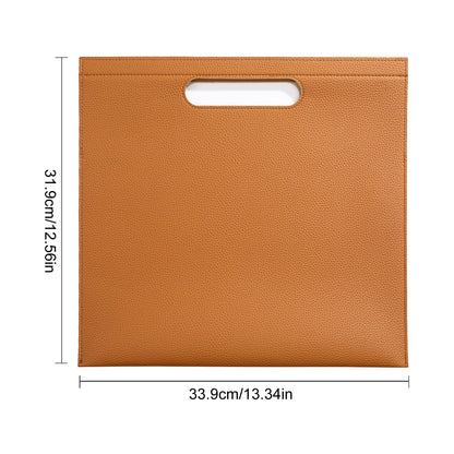 Premium PU Leather Waterproof File Folder & File Jackets & File Pockets Easy to Clean Document Organizer, Multi-Color Options, 13.34x12.56in, Ideal for Students & Professionals(Brown)
