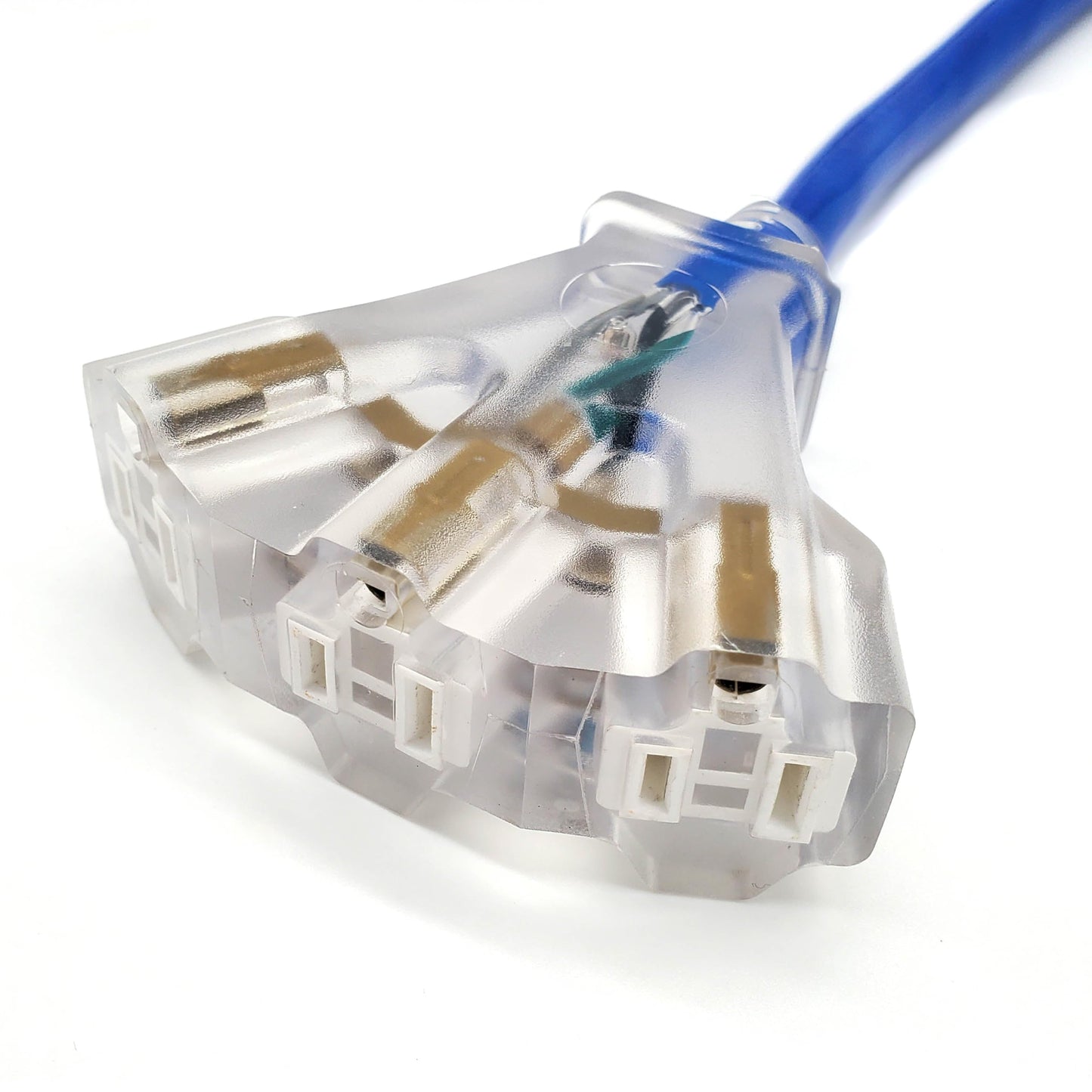 15 ft - 12 Gauge Heavy Duty Extension Cord - Lighted on Both Ends - SJTW Blue - Outdoor Extension_Cord Waterproof 15 ft by Premier Wire - 15 Amp ExtensionCord (15 Foot 12-Awg Power Cord Blue)