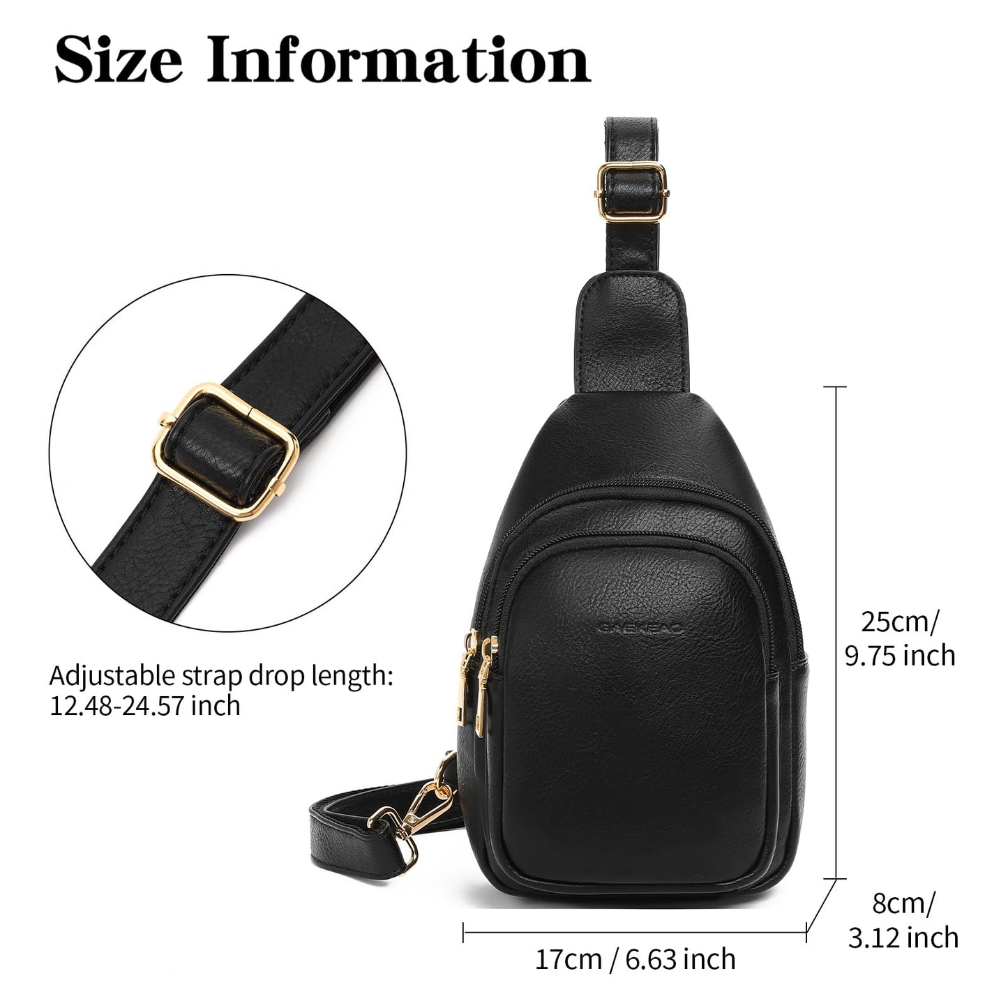 GAEKEAO Sling Bag for Women Small Cross Body Fanny Packs Trendy Chest Bag for Travel, Vegan Leather with Adjustable Strap