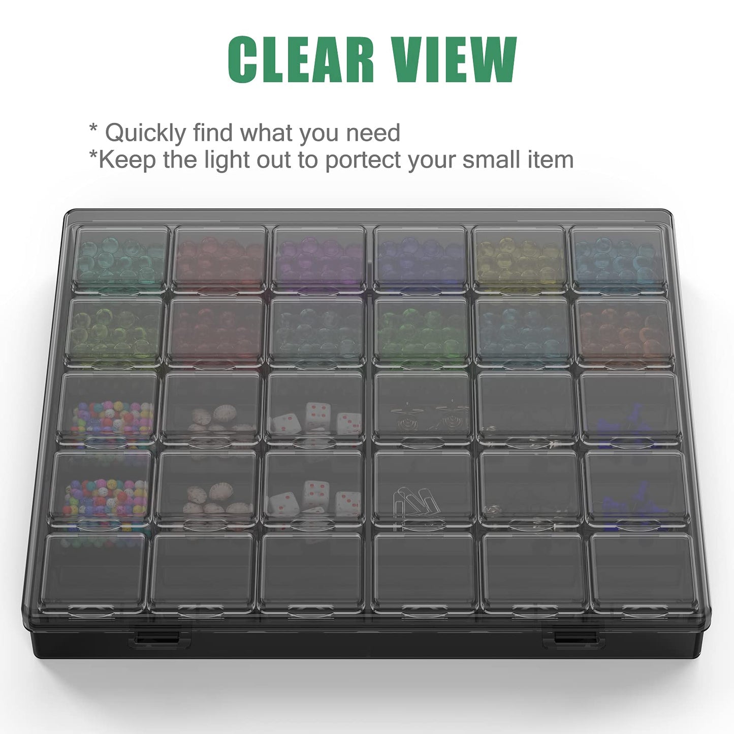 DOHIMGIO 30 Packs Plastic Stackable Organizer Container with Lids, Mini Containers for Beads, Glitter, Slime, Paint or Seed Storage - Black (Black)