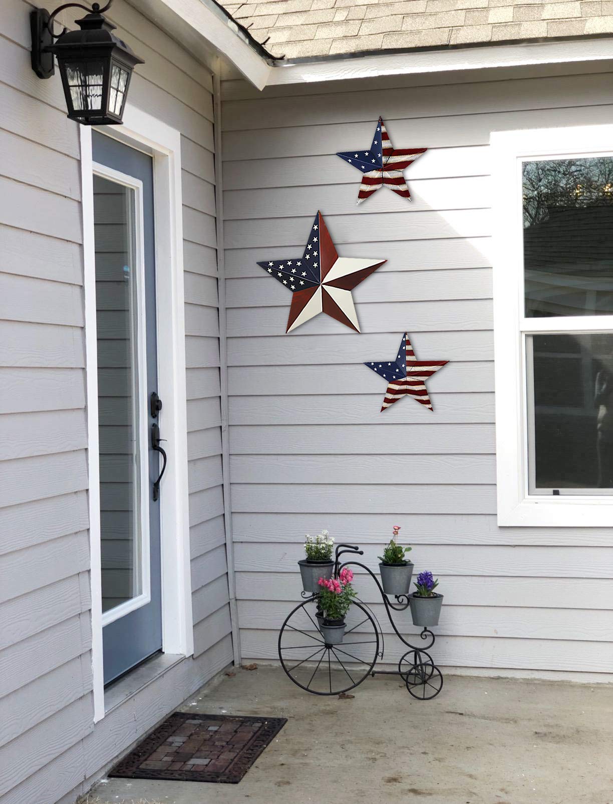 Patriotic Barn Star Metal Wall Decor Indoor Outdoor Wall Hanging Primitive Decor Star Ornament 4th of July Decoration