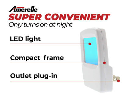 Amerelle Always-On Blue Night Light, 2 Pack (71282) - Slim, Plug-in, LED Light with a Soft, Cool Blue Glow - Suitable for Bedrooms, Bathrooms, Hallways, Kitchen, or Nursery