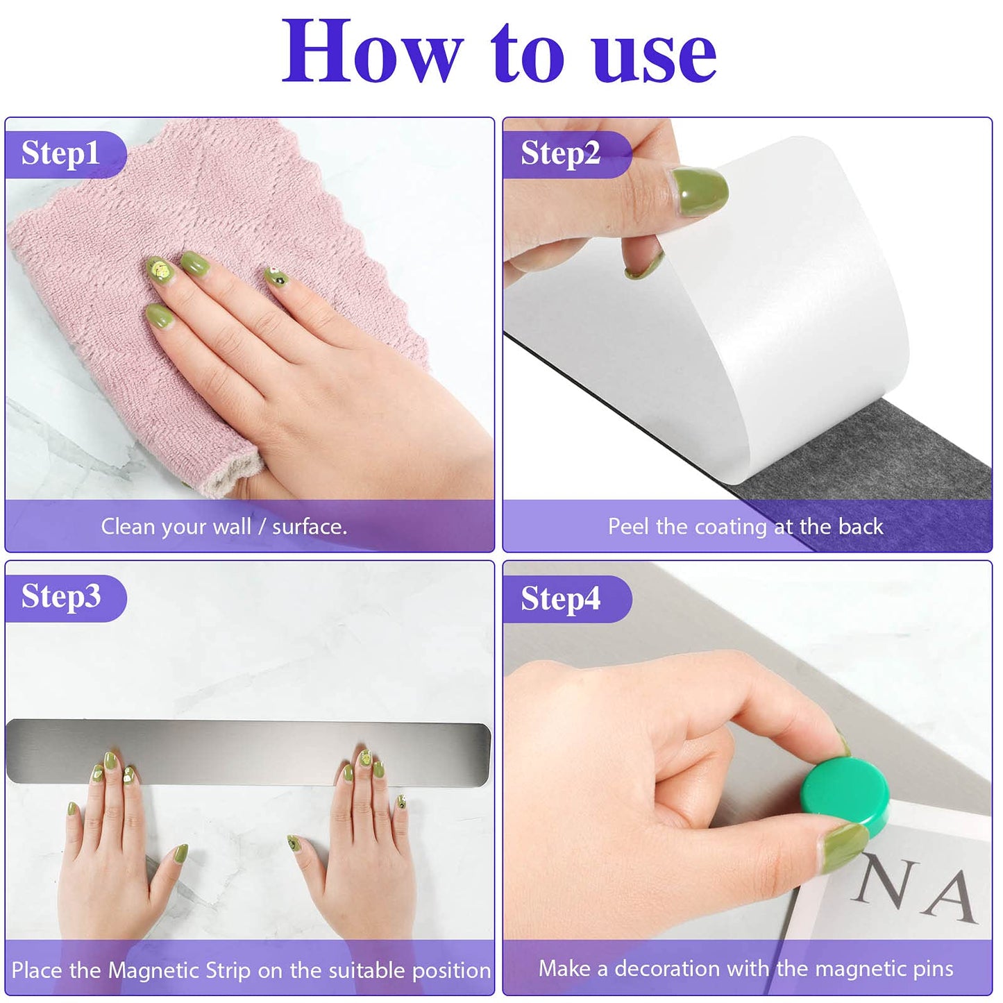 6 Pcs 15" x 2" Magnetic Display Board Souvenir Bulletin Board Strip Set with 48 Pcs Colorful Magnet for Office Home Wall Display Notes, Photos(Silver)