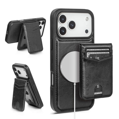 SkyEagle Compatible with Magsafe 2 in 1 Detachable iPhone 17 Pro Max Wallet Case with Card Holder,Women Men Magnetic PU Leather RFID Blocking Flip Kickstand Credit Slots,for Apple 17 ProMax,Black