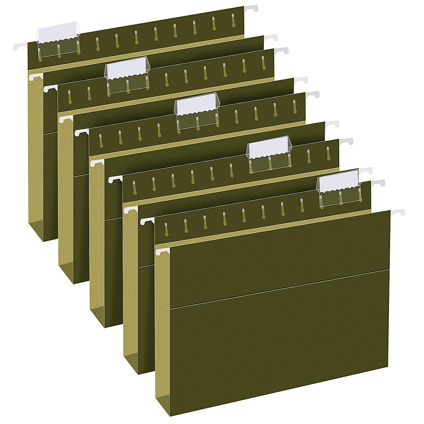 Extra Capacity Hanging File Folders, RAZCC 30 Pack Letter Size Reinforced Hanging Folders with Heavy Duty 1 Inch Expansion for Bulky Files, Filing Cabinet, Adjustable Tabs, Green