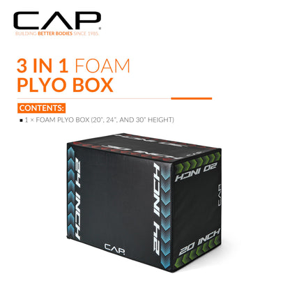 CAP Barbell 3-in-1 Foam Plyometric Jump Box – Adjustable Heights for Home Gym, HIIT, Step-Ups, Agility Drills & Strength Training