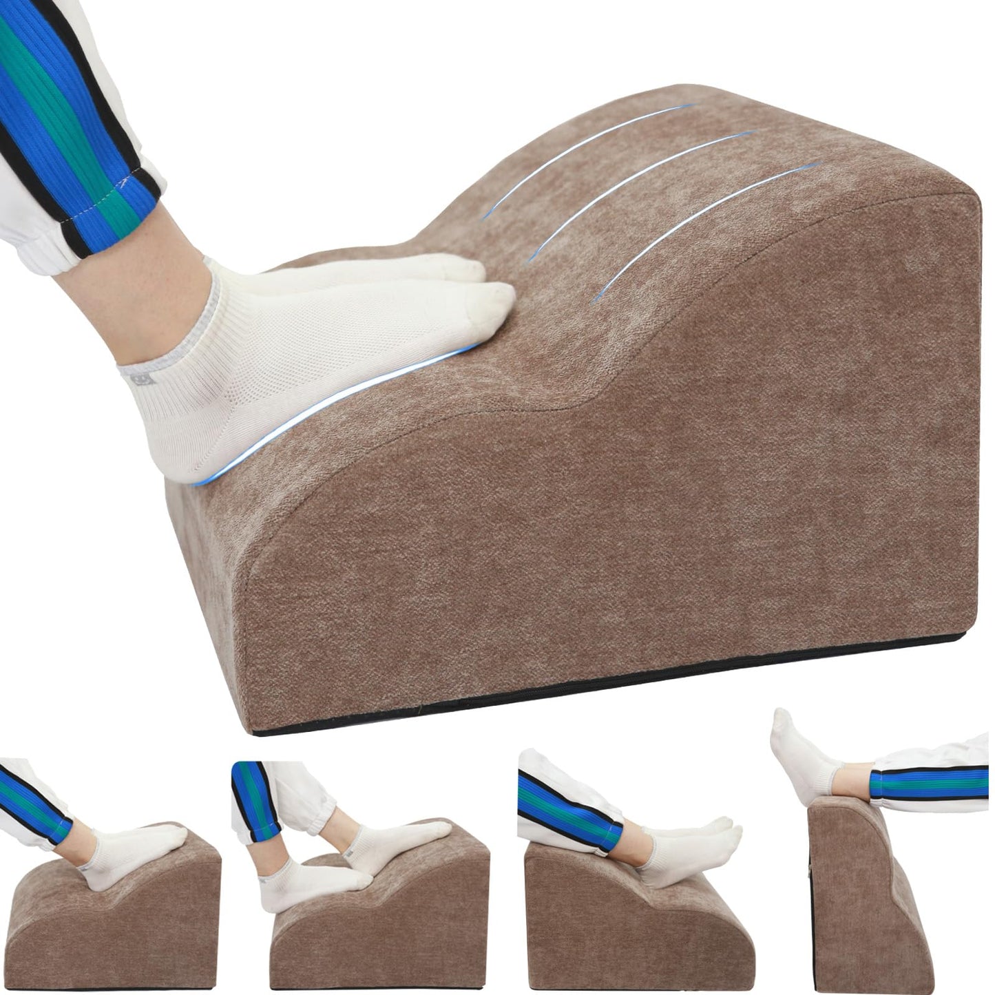 OpyTikar Foot Rest for Under Desk at Work.Multifunctional 3-Tier Foot Stool,with Washable Footrest.for Under Desk,Office Chair Gaming Chair & Sofa,Leg Elevation Pillow,Supports Posture-Brown