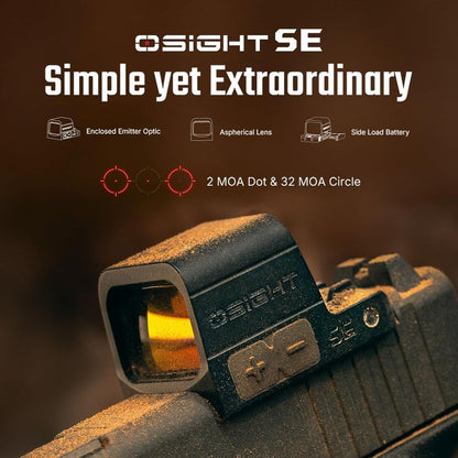 OSIGHT SE 2 MOA Dot & 32 MOA Circle | Dual Reticle Green Dot Sight for RMSc Footprint
