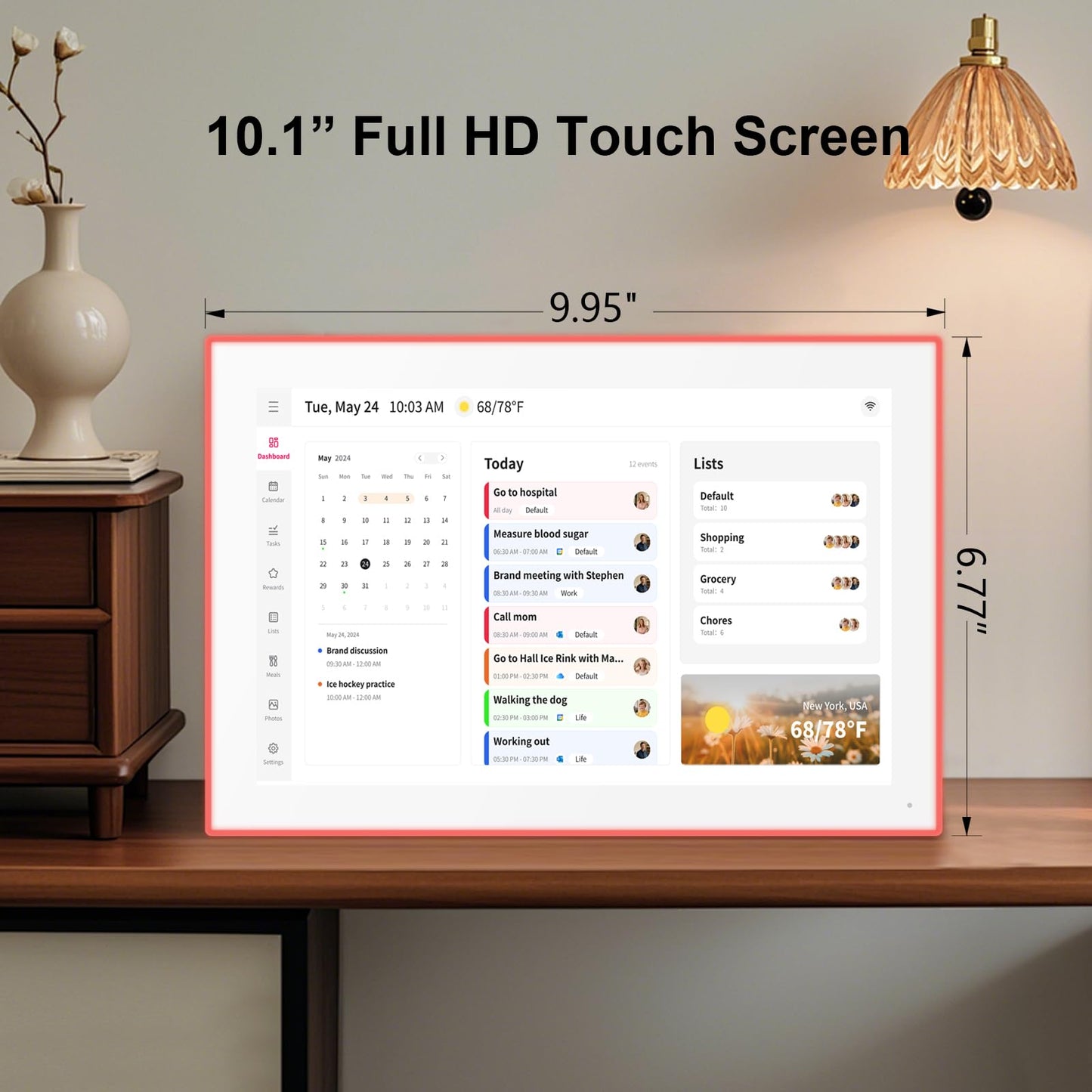 Akimart Calendar: 10.1-inch Wall Planner Digital Calendar & Chore Chart With LED Reminder, Smart Touchscreen Interactive Display for Family Schedules, Hearth Display Digital Calendar, Great for Organizing Your 2026 Year