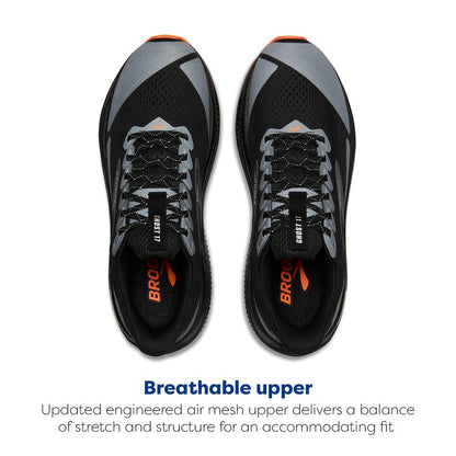 Brooks Men’s Ghost 17 Neutral Running Shoe - Black/Orange - 11 Medium