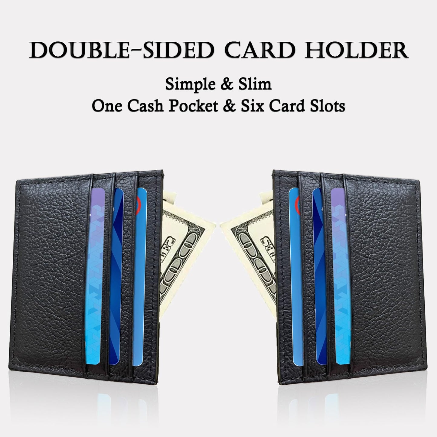 WOXVM Credit Card Holder Wallet RFID Blocking Slim Credit Card Cases Holder Premium Leather Minimalist Front Pocket Small Wallet with 6 Card Slots and 1 Pockets for Men Women (Black)