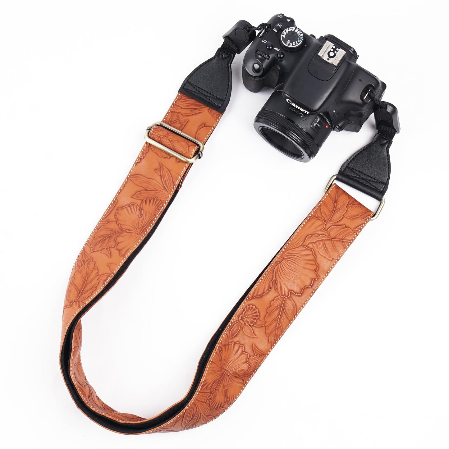 QIELIZI Lifestyle Camera Strap,Vintage Adjustable Vintage Neck & Shoulder Strap for All DSLR Cameras,Great Gift for Photographers(1-Carved Dark Brown)