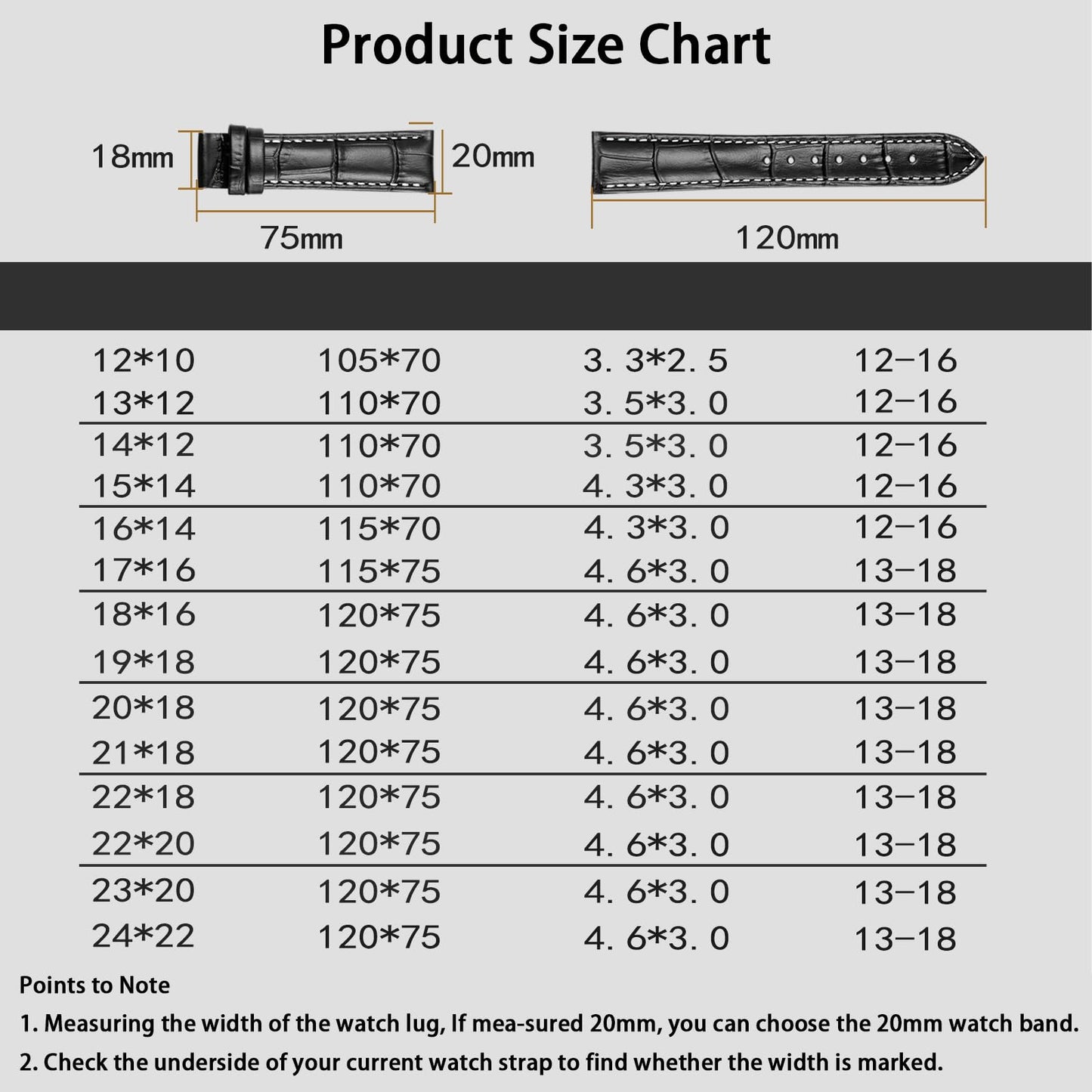 Boache Genuine Leather Watch Band Quick Release Italian Calfskin Crocodile Pattern Watch Straps 12 to 24mm Business Classic Style Genuine Leather Watch Strap Replacement Band for Men Women