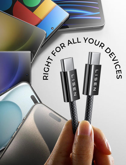 LISEN USB C Cable, 5-Pack [3.3/3.3/6.6/6.6/10FT] for iPhone 17 Charger Cord, 60W USB C to USB C Fast Charging Cable for iPhone 17 Air 16 15 Pro Max, Samsung Z Flip 7/S25/S24, Switch 2, iPad, MacBook