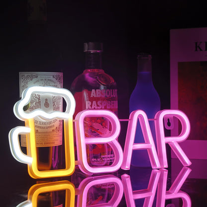 Attivolife Bar Neon Sign, Bright LED Lights with USB Powered, Light up Wall Decor for Bedroom, Man Cave, Unique Business Lamp for Club, Store, Party, Bistro, Birthday Christmas Gifts (13.97 * 5.62in)