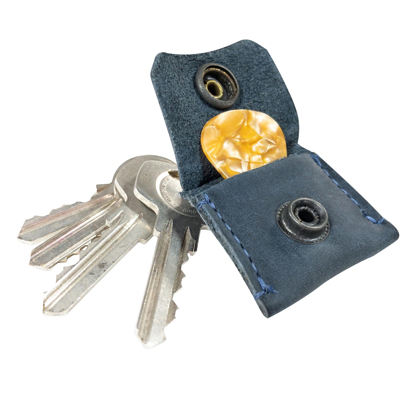 Rustic Leather Switch Cartridge Game Keychain/SD Card/Guitar Pick Holder Handmade by Hide & Drink (Slate Blue)