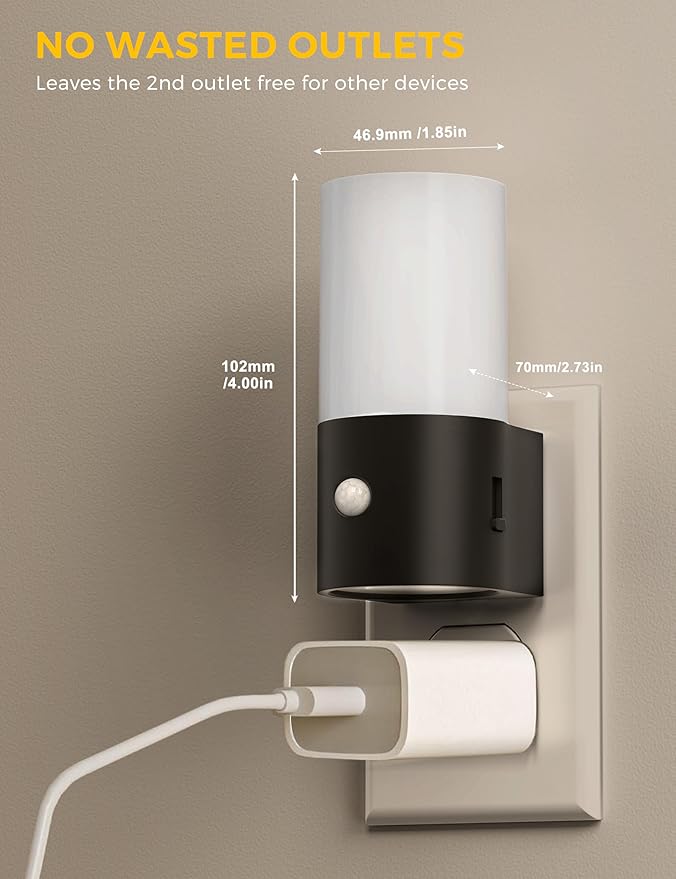 L LOHAS LED Motion Sensor Night Light, [2 Pack] Motion Activated Night Light Plug into Wall, Dimmable 100LM, Soft White 3000K, Motion Sensor Light Indoor for Hallway Bedroom Stairway Bathroom Elderly