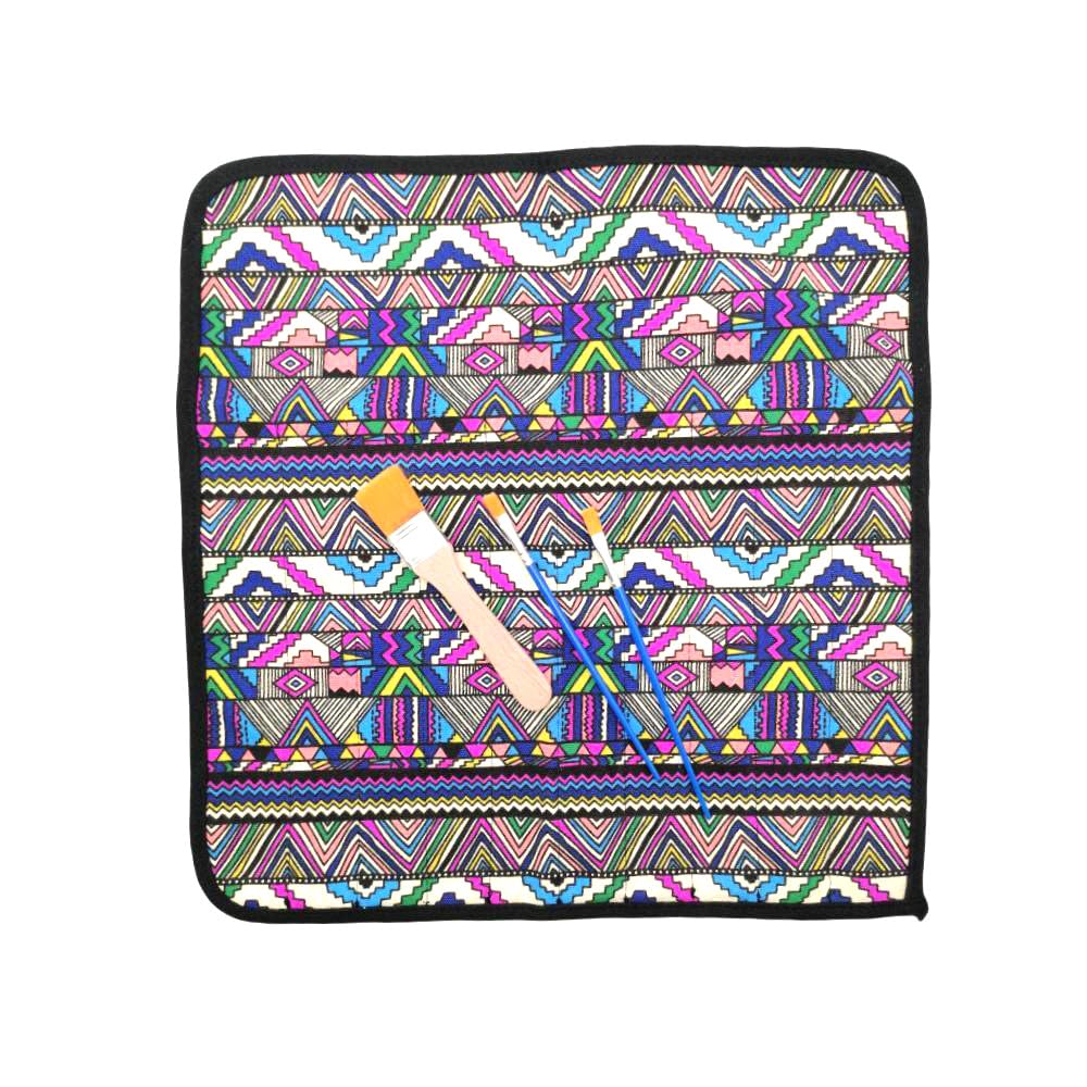 Funny live Paint Brush Holder Art Supplies, Artist Brush Holder & Storage Organizer Roll-Up Case Bag, Protect Acrylic Oil Watercolor Paintbrushes (Bohemian 20 Slot Pockets)