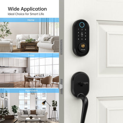 Smart Keyless Entry Door Lock - Fingerprint Electronic Deadbolt Touchscreen Keypad SMONET Biometric Digital Bluetooth Door Lock Smart Deadbolt Compatible with Alexa for Homes and Hotel