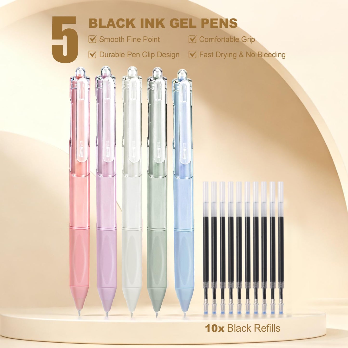 GUGUKUKU 58 PCS Aesthetic School Supplies with Cute Pencil Case,12 Pastel Highlighters, 5 Gel Pens Black Ink，9 Mechanical Pencils for，Student Stationary，CollegeEssentials Gifts (pink)