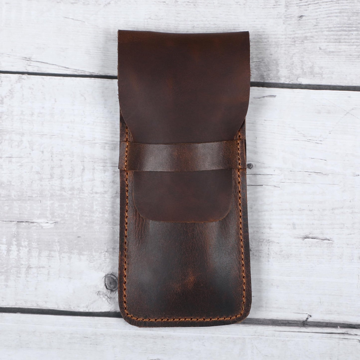 CestAntiQ Leather Pen Case - Handmade Executive Pen Holder - Professional Fountain Pen Organizer Pouch Brown