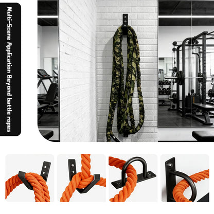 Heavy Duty Steel Battle Rope Wall Anchor Kit with Storage Hook, Fitness Rope Wall Mount for 30-50 Feet 1"-2.5" Battle Ropes