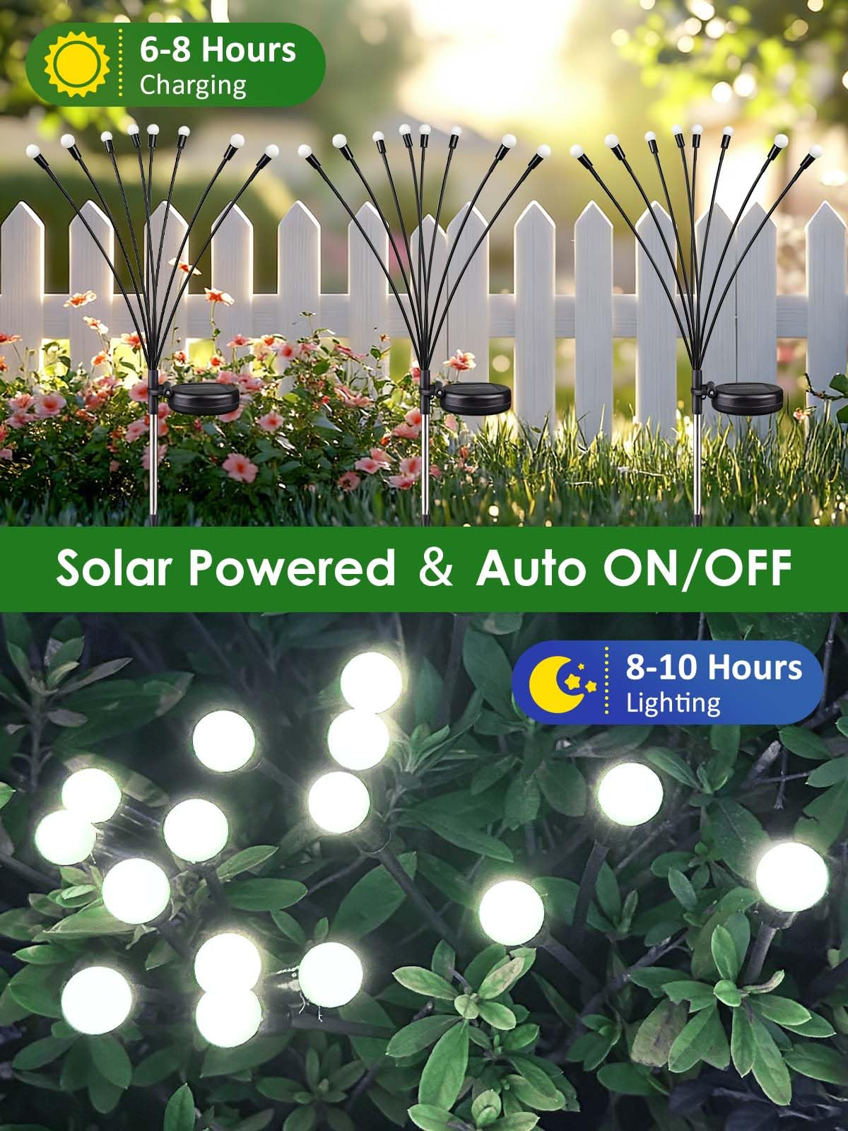 2026 Upgraded Solar Lights Outdoor, 8 Pack Solar Garden Lights with 2 Modes, Firefly Lights Outdoor Waterproof, Sway by Wind, Twinkle Firefly Light for Yard Patio Path Garden Decoration (Cool White)