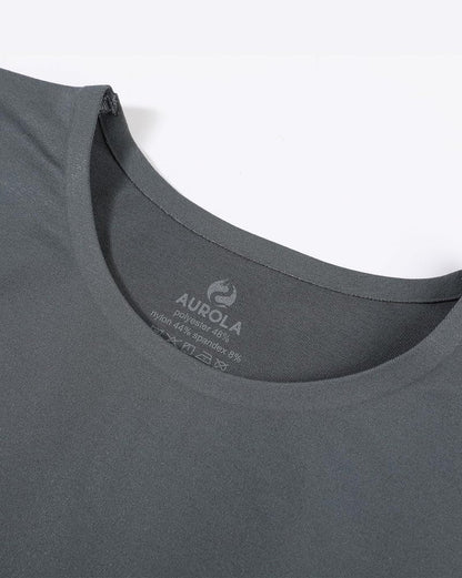 AUROLA Women Essentials Seamless Short Sleeve Fitted Tshirt Gym Workout Athletic Shirts Top Tee Steel Grey