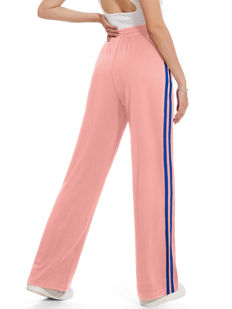 Tapata Women's 30" Inseam Track Pants Elastic Waistband Y2K with Zipper Pockets Dance Studio Sweatpants, Pink, XL