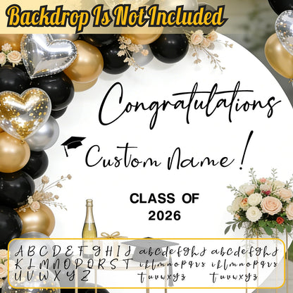 Custom Name Class of 2026 Sign for Backdrop 2026 Graduation Decorations Decals for Balloon Arch DIY Grad Party Decoration Vinyl Lettering Banner for High School University Graduates Party Favors