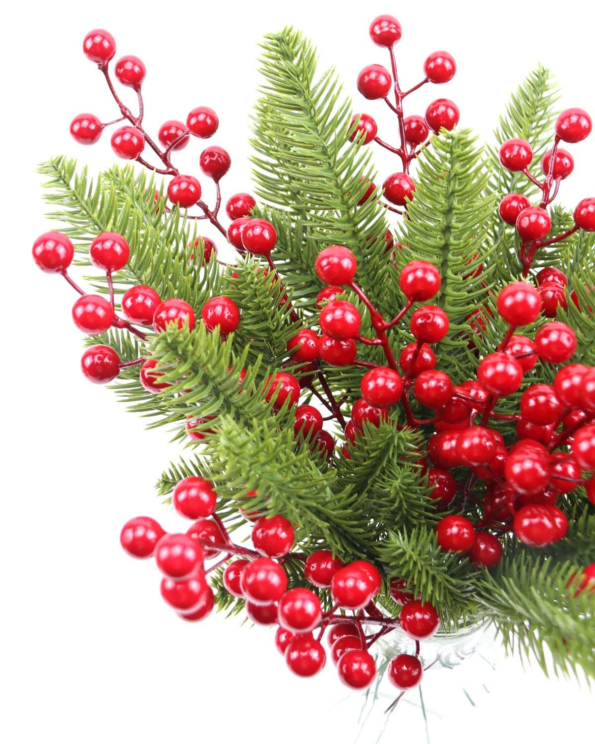 Mklsit 30 Pack Artificial Red Berry Stems, 8.2 Inch Christmas Berry Picks Holly Berries Branches for Christmas Tree Decorations DIY Crafts Wreath Decor