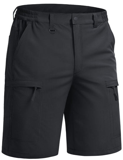 TACVASEN Men's Hiking Cargo Shorts Black Shorts with 5 Pockets D-Ring Quick Dry Lightweight Fishing Golf Casual Walking