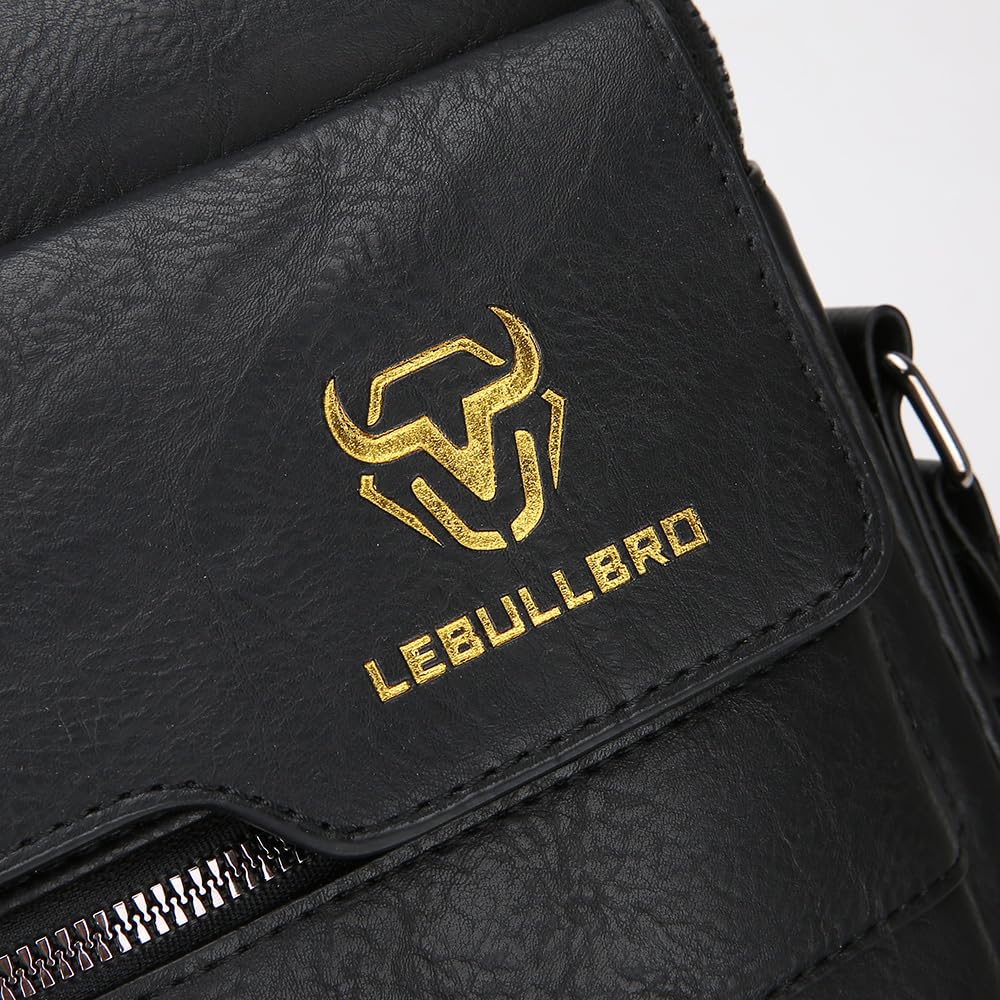 LEBULLBRO Shoulder Bag for Men Crossbody Bags Leather Sling Bag Messenger Bags with Multiple Pockets Business Outdoor