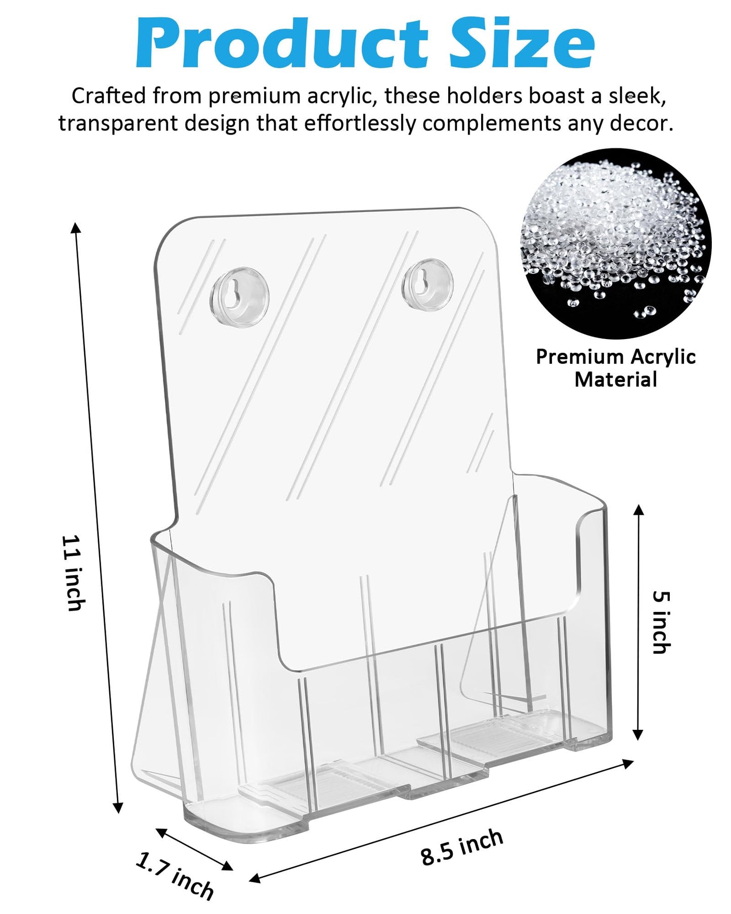 Sahasea Acrylic Brochure Holder, 4 Packs Brochure Holder 8.5 x 11, Flyer Holder for Business, Clear Brochure Display Stand for Pamphlet Paper Literature Document Magazine Menu, Table Desk Wall Mount