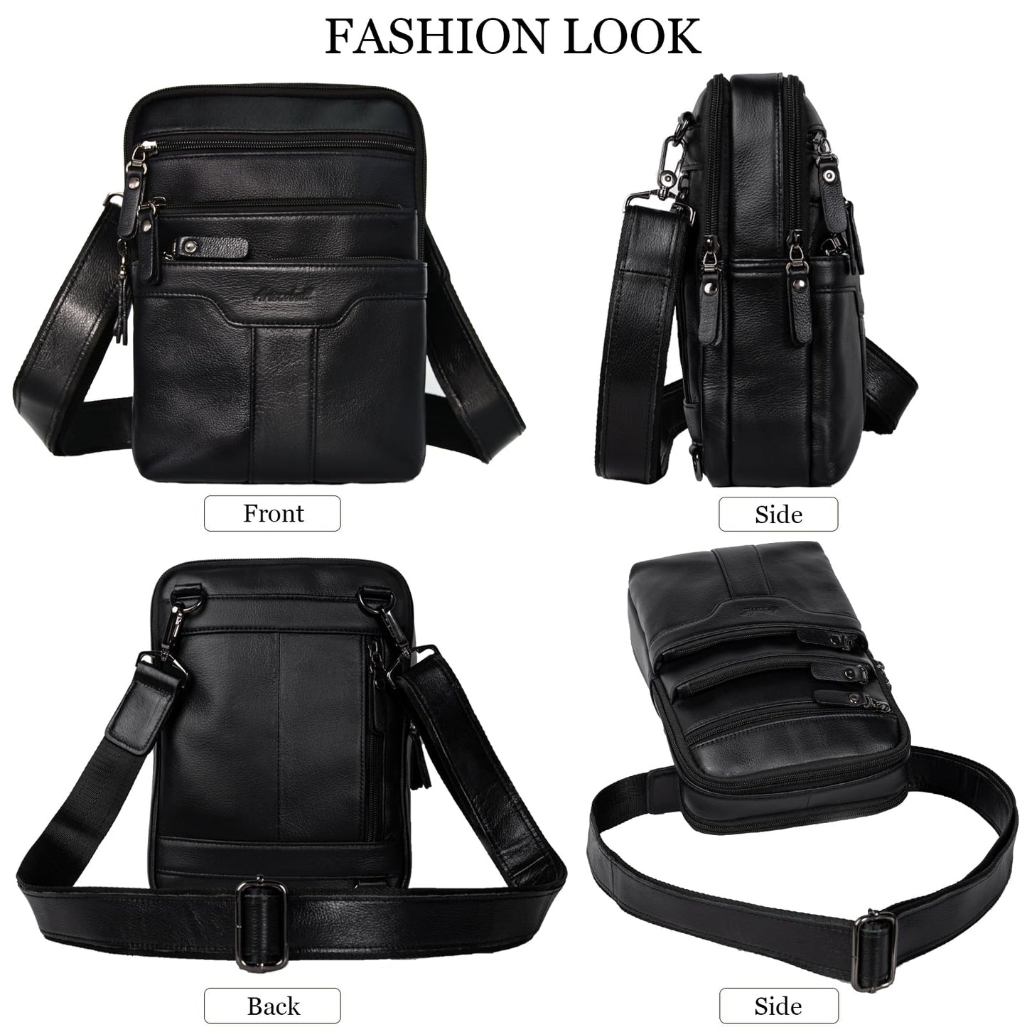 Ariscobull Leather Messenger Bag for Men, Small Leather Sling Shoulder Bag Messenger Pack for Men, Man Purse