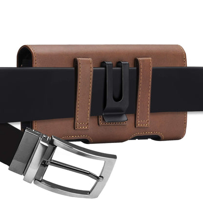 BECPLT for iPhone 17 Pro Max 16/15/14/13/12/11 Plus Holster Case Belt Clip Case Leather Holster Pouch with Card Holder for Galaxy S25+ S24/S23/S22/S21 Plus Brown