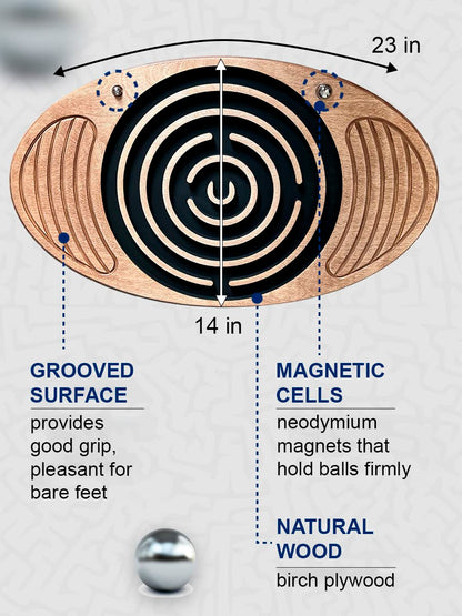 Wooden Balance Board with Labyrinth - Fun Fitness Tool for Kids and Adults, Physical Therapy, Exercise Training