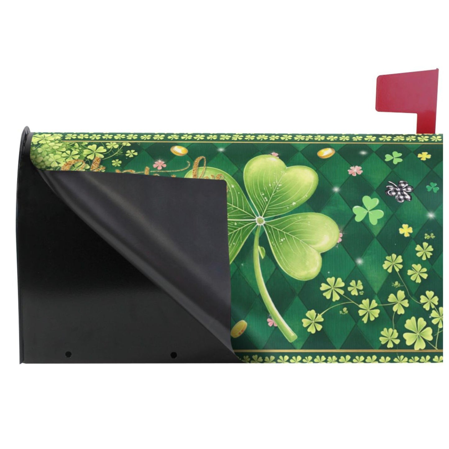 Wamika Happy St Patrick Day Magnetic Mailbox Covers Green Shamrock Clove Golden Coin Mailbox Cover Over Size Full Magnet Garden Yard Porch Mail Boxes Cover Holiday Decorations 25" L x 21" W