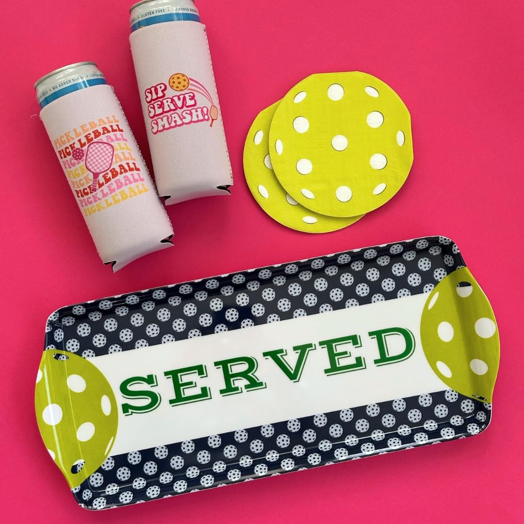 Sprinkles & Confetti Navy Pickleball Melamine Serving Tray with Handles - BPA-Free, Reusable | Durable Platter for Birthdays, Outdoor Events | Charcuterie, Appetizers, Cupcakes, Snacks