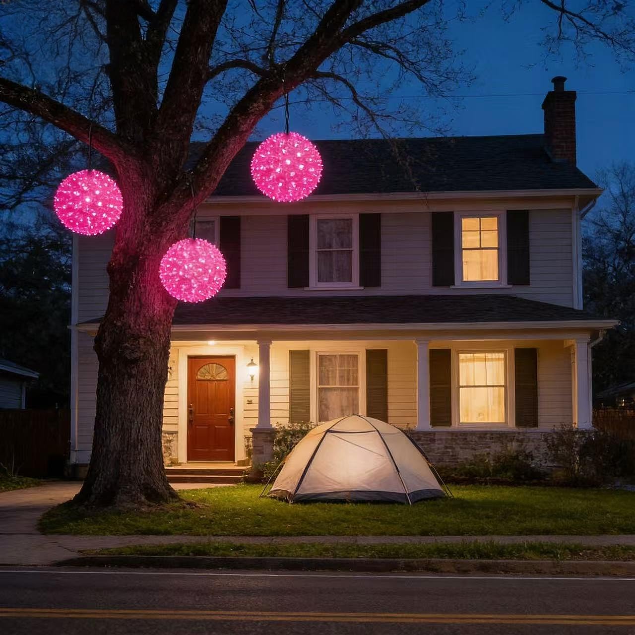 JinBest 7.5in Pink LED Sphere Light, 100 LED, UL Outdoor Wedding Christmas
