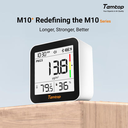 Temtop M10+ 6-in-1 CO2 Meter & Indoor Air Quality Monitor