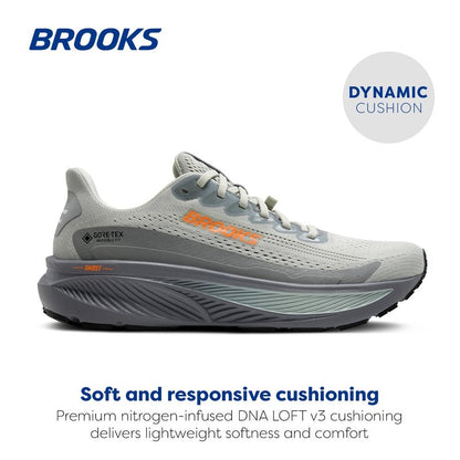 Brooks Men’s Ghost 17 GTX Waterproof Supportive Running & Walking Shoe - Smoke/Primer Grey/Orange - 8.5 Medium