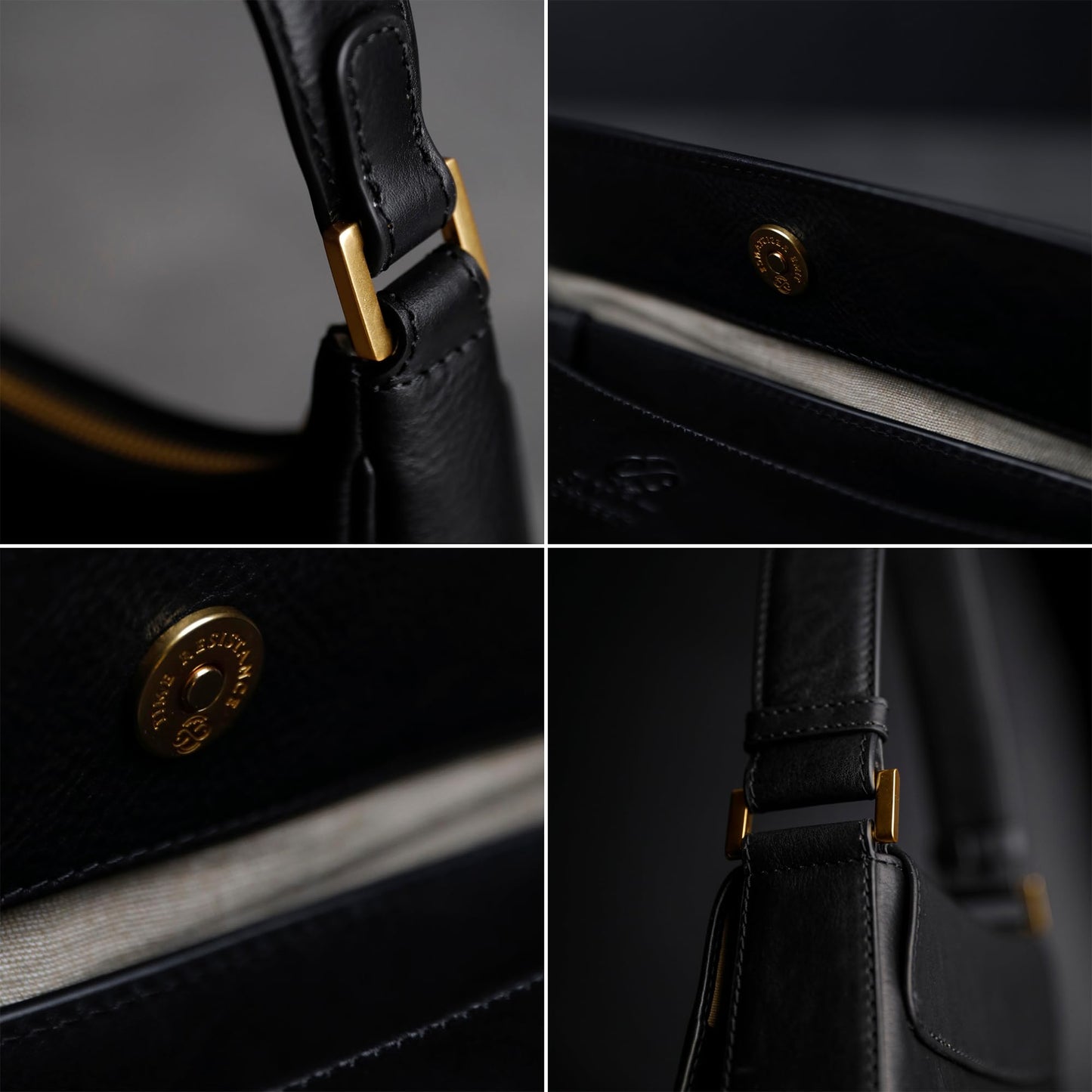 Time Resistance Leather Handbag - Full-Grain Leather Purse for Women - Shoulder Bag Made in Italy (Black)