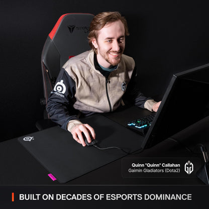 SteelSeries QcK L Performance Speed Gaming Mousepad — Extra Density for a Smooth Glide — Low-Profile Edge Stitching — Non-Slip Neoprene Rubber Base — 16.54 x 19.29 inch — FPS, MOBAs, RTS, MMO
