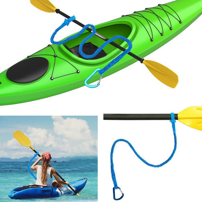 MOOCY Kayak Paddle Leash, 3-7 ft Stretchable Strap Lanyard for SUP, Canoeing, Fishing Accessories - Secure Bungee Rod Holder Tether(Black, 2 Pack)