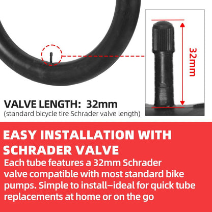 CALPALMY 2-Pack 20x3.0 Fat Tire Bike Inner Tubes with Schrader Valve, Compatible with 20 Inch Electric Bike, Mountain Bike, Made of Durable Butyl Rubber